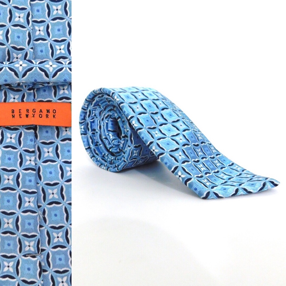 Bergamo New York Men's blue geometric neck tie